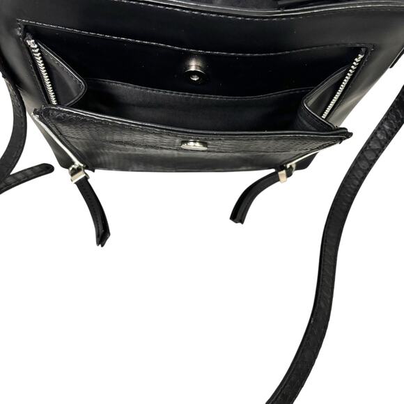 Nine West Women's Neala Crossbody Handbag Black Leather Snakeskin Medium Purse - Picture 9 of 15